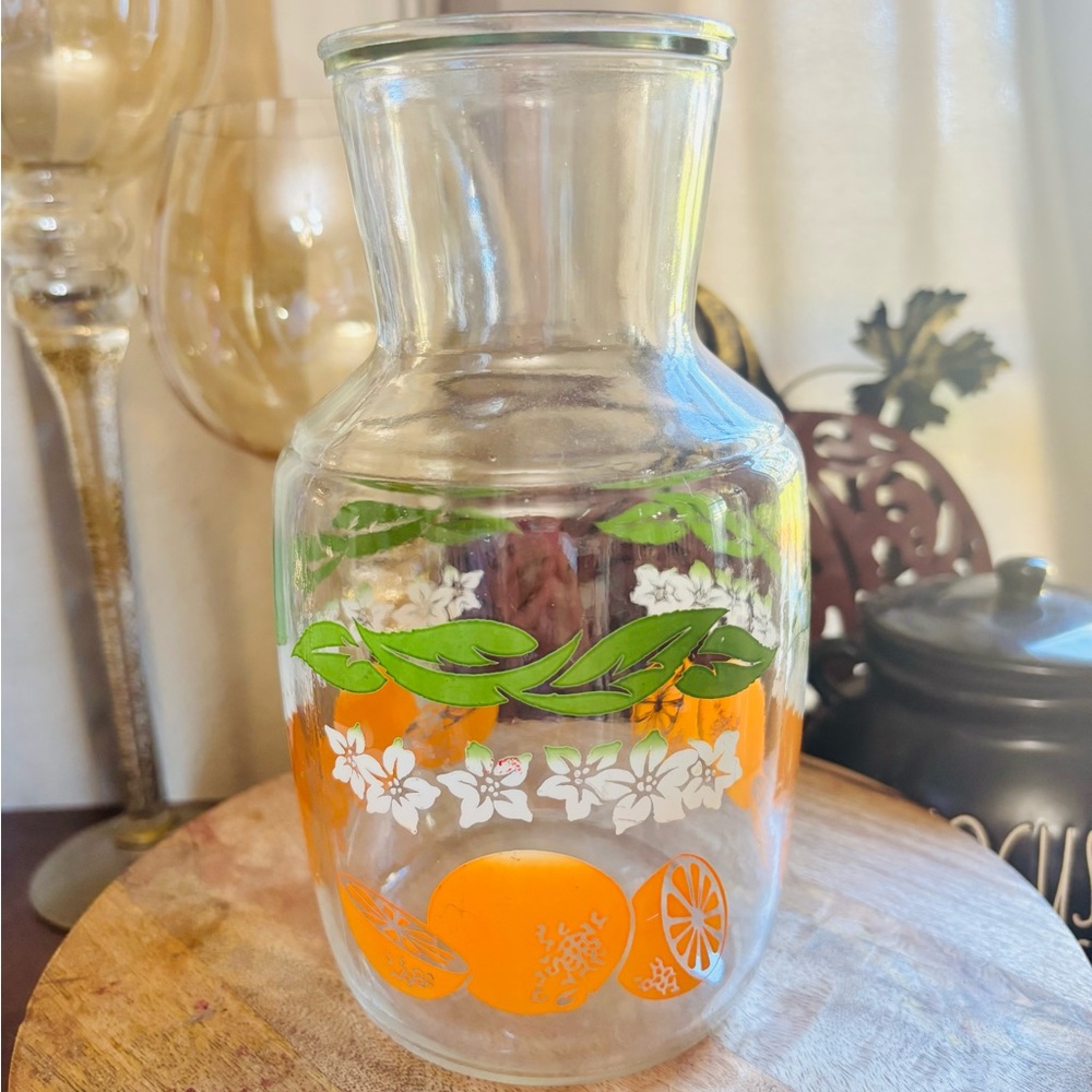 Vintage Anchor Hocking Orange Juice Carafe Pitcher Jug 1970s